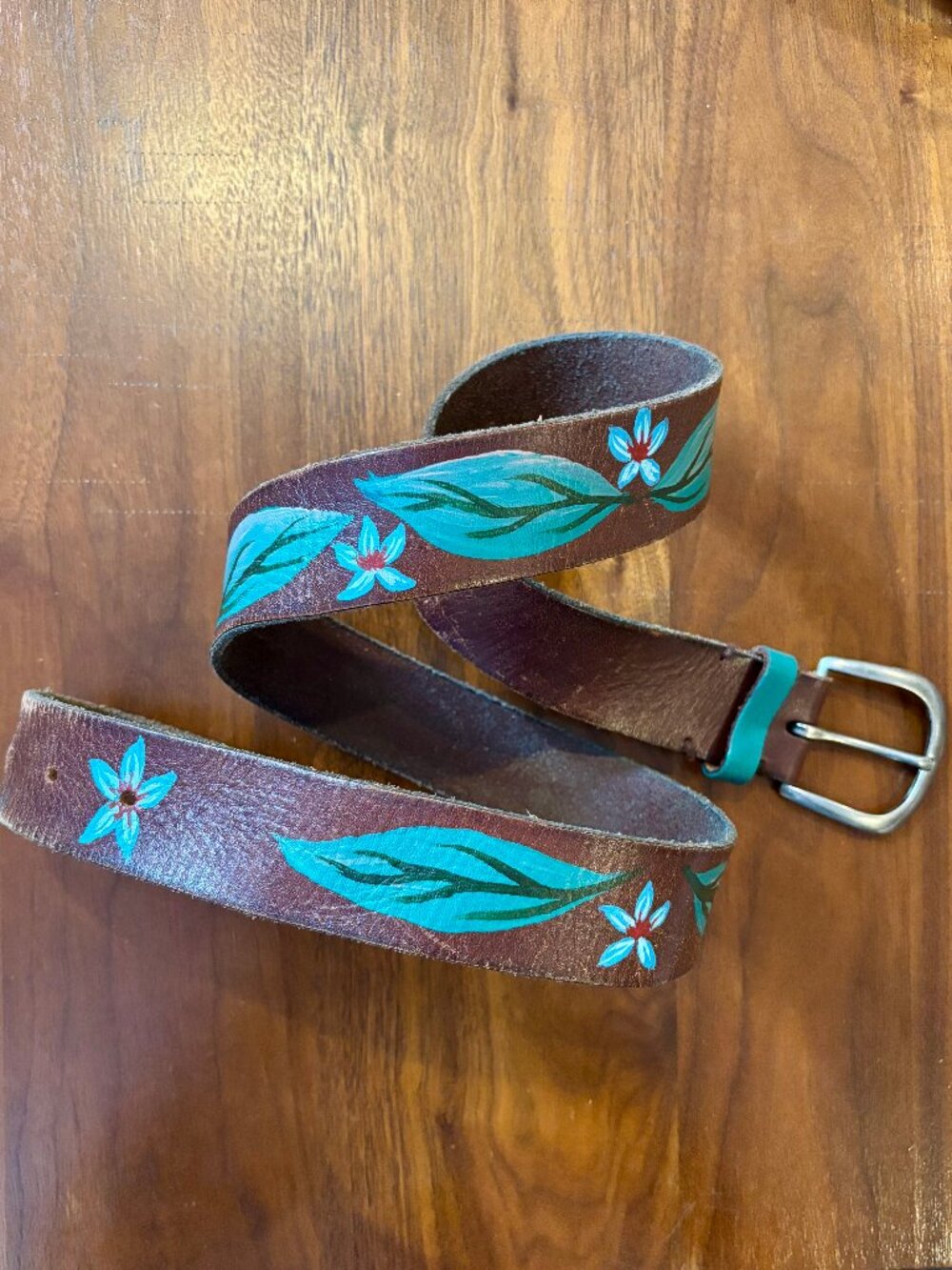 Gorgeous and Unique Hand Painted Leather Belt - Large